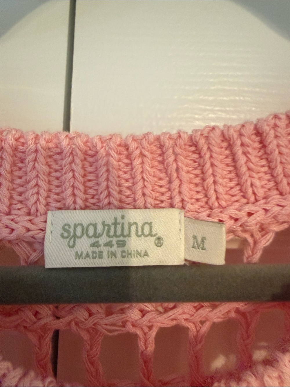 Spartina Open-Knit Short Sleeve Sweater - Pink - Picture 4 of 6